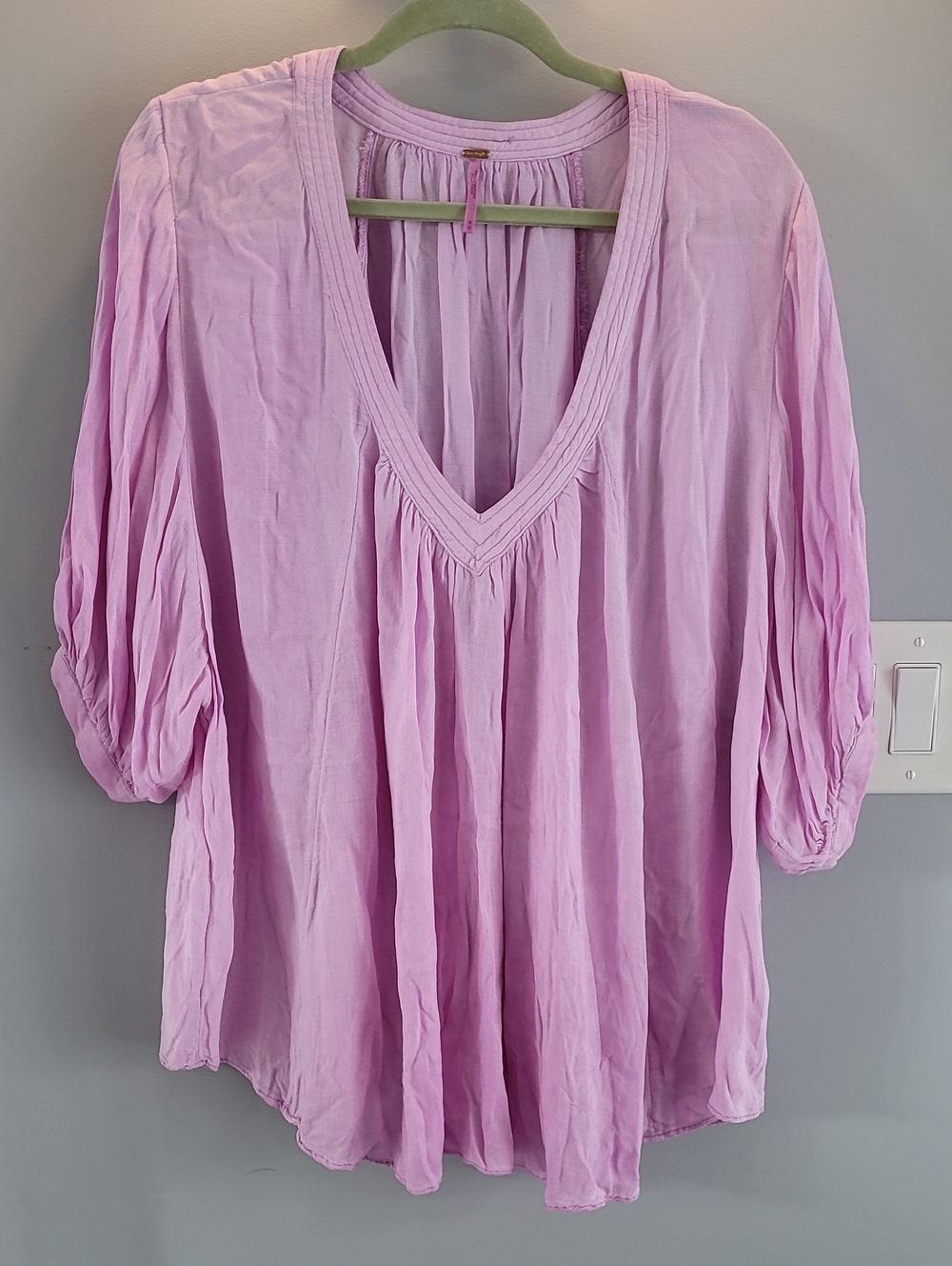 Free People Pastel Lavender V-Neck Peasant Tunic